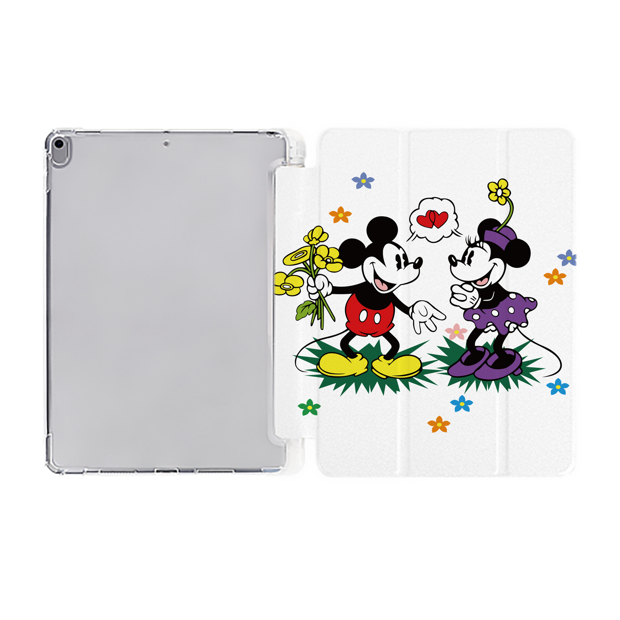 （画像用） ミッキーマウス Mickey Mouse IPad ケース ペン収納付き 三つ折りスタンド PUレザー×シリコン 対応機種9.5/10.5/10.9インチ
